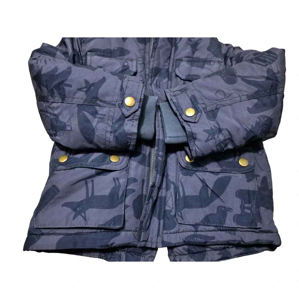 Carters‎ Kids Blue Camo Woodland Animal Print Hooded Winter Jacket 3T